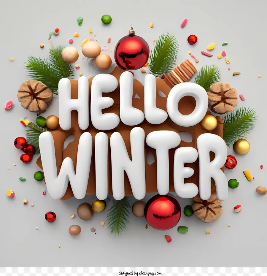 สวัสดีฤดูหนาว，Hello Winter Sign PNG