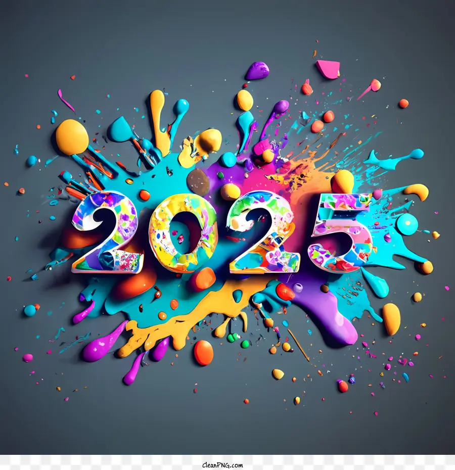 2025 สวัสดีปีใหม่，2025 Word Art PNG