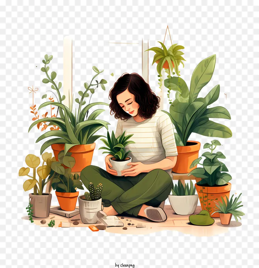 วันชื่นชม Houseplant，ผู้หญิง PNG