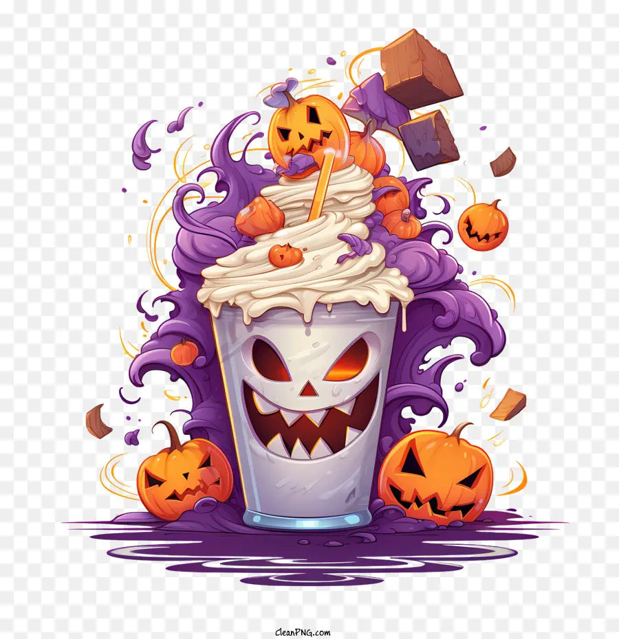 Halloween Milkshake，เครื่องดื่มฮาโลวีน PNG