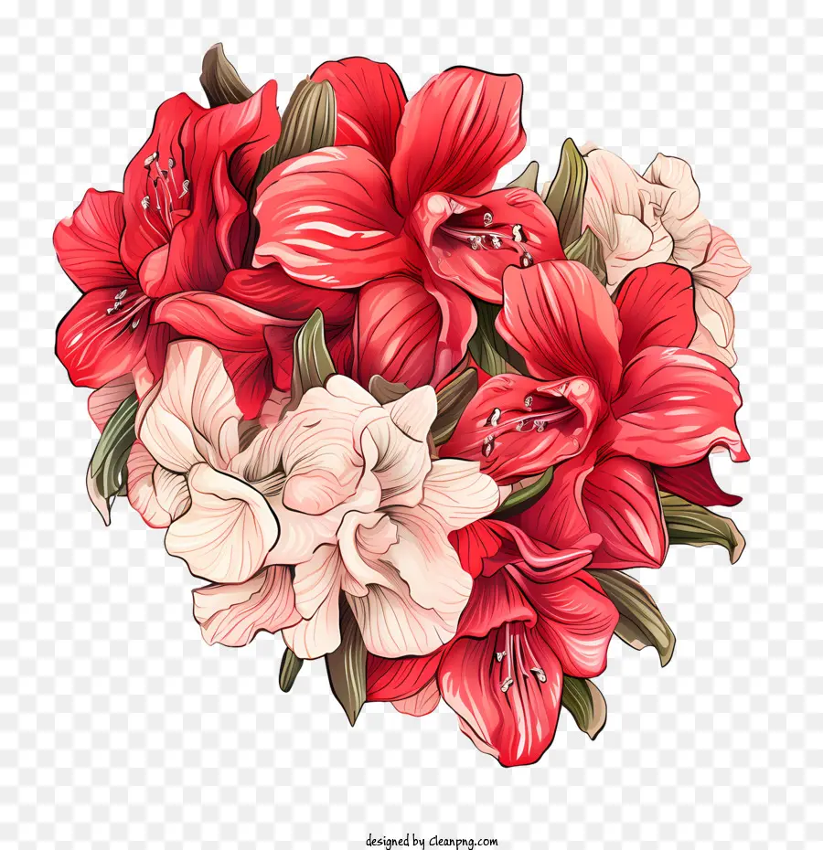 ดอกไม้ Amaryllis，สีแดงดอกไม้ PNG