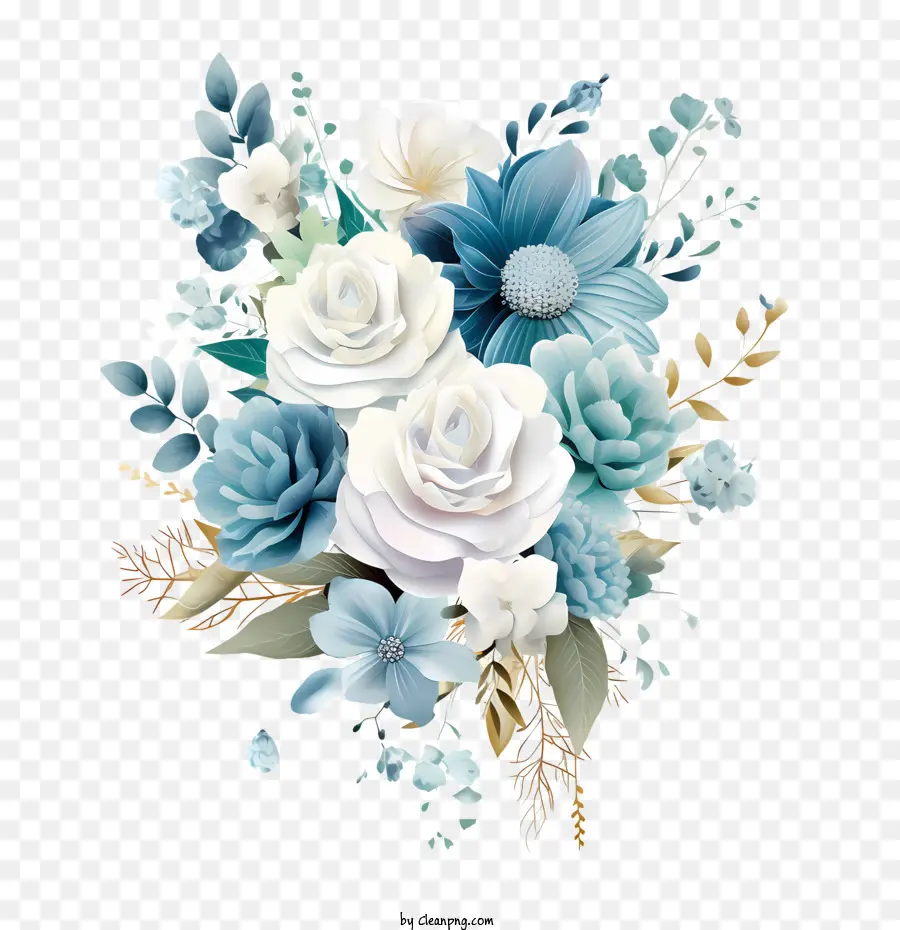 ศิลปะดอกไม้แต่งงาน，สีน้ำเงิน PNG