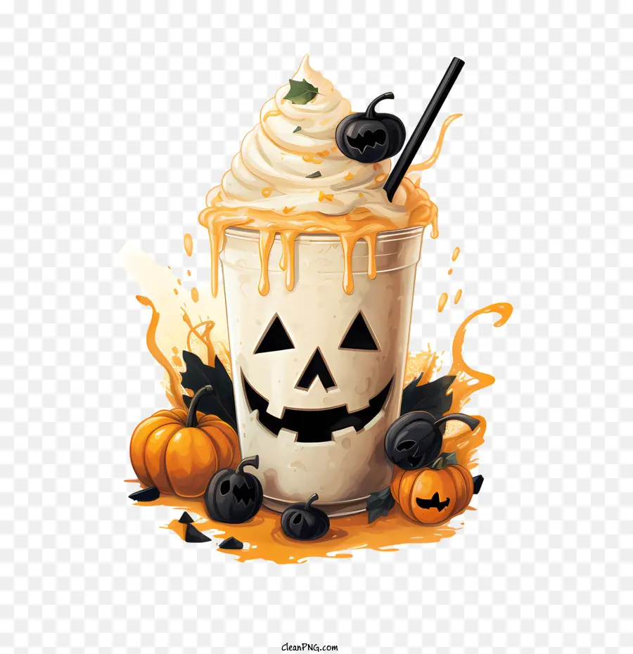 Halloween Milkshake，เครื่องดื่มฮาโลวีน PNG