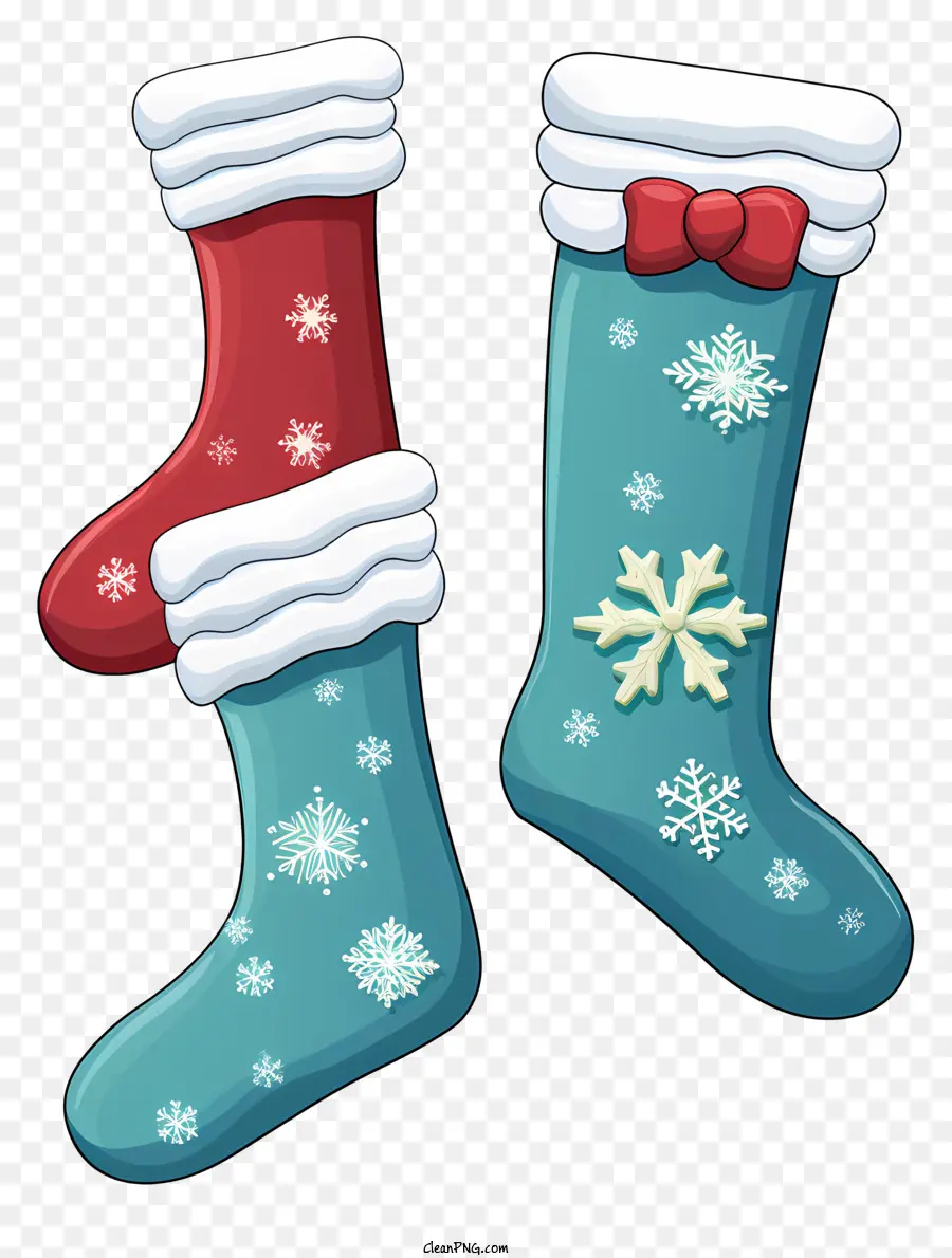 ถุงเท้าหิมะ，ตัดแต่งสีแดงและสีน้ำเงิน PNG