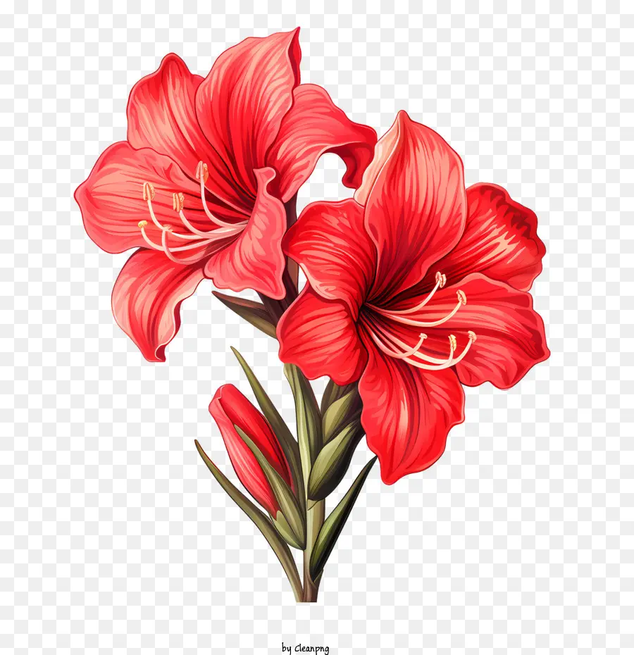 ดอกไม้ Amaryllis，ดอกไม้สีแดง PNG