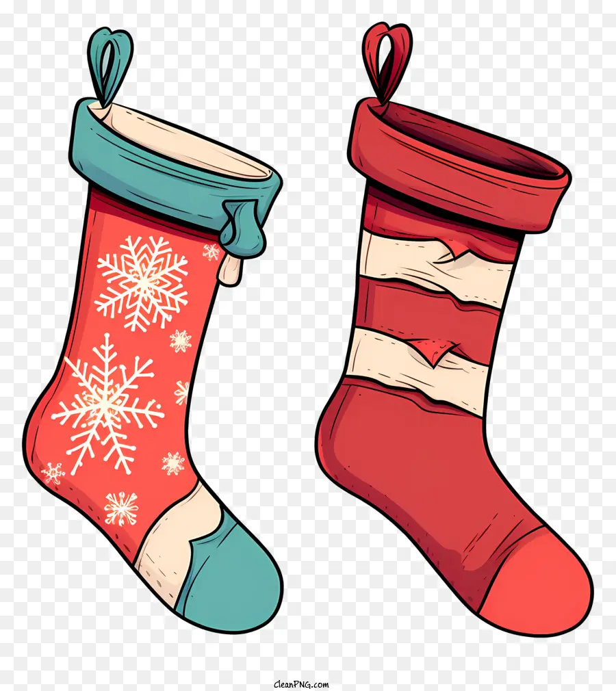 ถุงเท้าสีแดงและน้ำเงิน，ถุงเท้าลวดลายเกล็ดหิมะ PNG