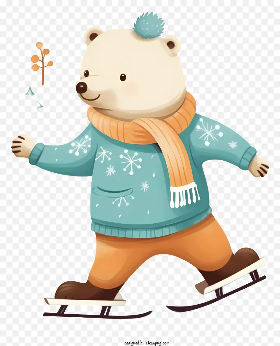 หมีขั้ว，เสื้อกันหนาวสีน้ำเงินและสีน้ำตาล PNG