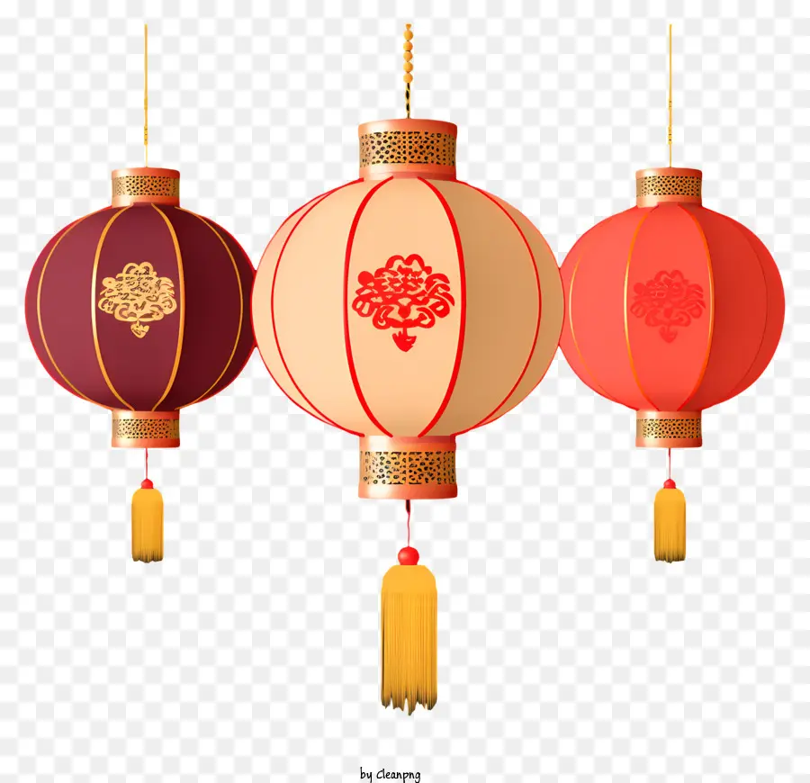 จีนโคมไฟ，โคมไฟสีแดงและสีทอง PNG