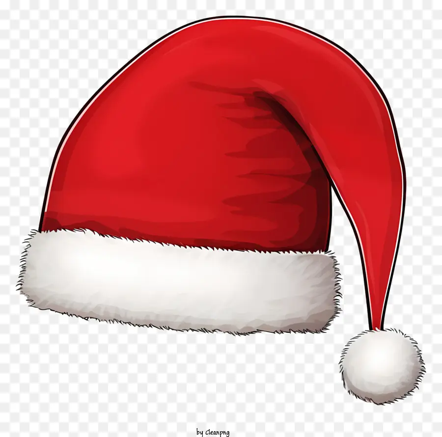 ซานต้าคลอสหมวก，หมวกสีแดงกับสีขาวปอมปอม PNG
