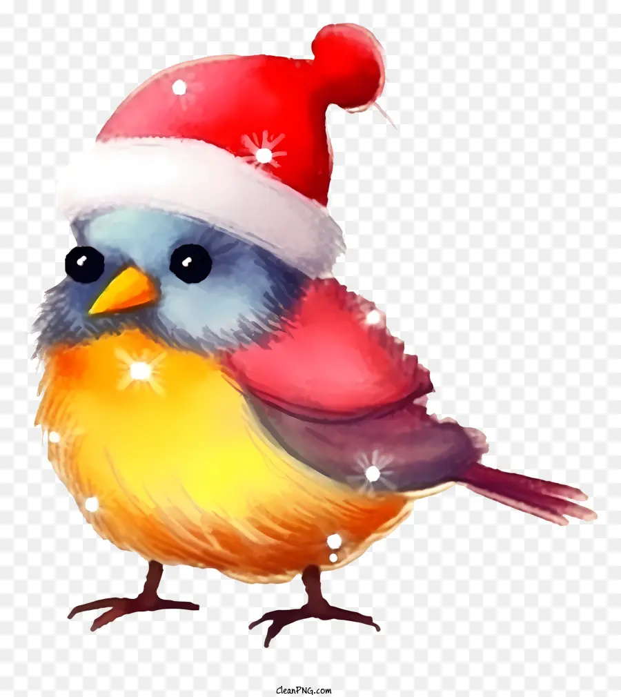 น่ารักนก，นกในหมวกซานต้า PNG