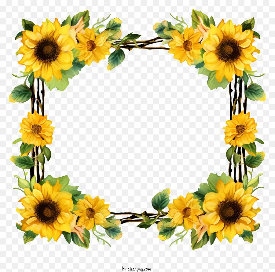 Sunflower กรอบ，ช่อดอกไม้ของ Sunflowers PNG