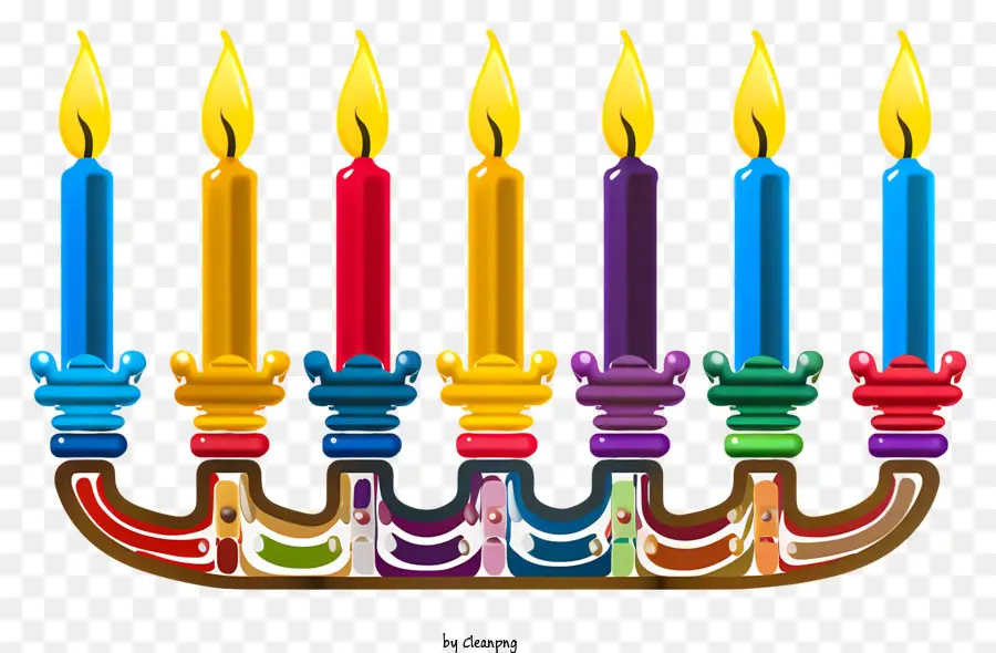 Hanukkah Menorah，เทียนสีสันสดใส PNG