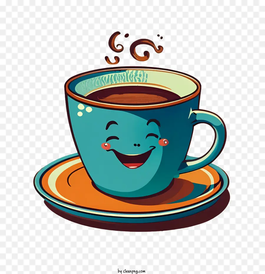 การ์ตูนปักถ้วยกาแฟ，ถ้วยกาแฟยิ้ม PNG