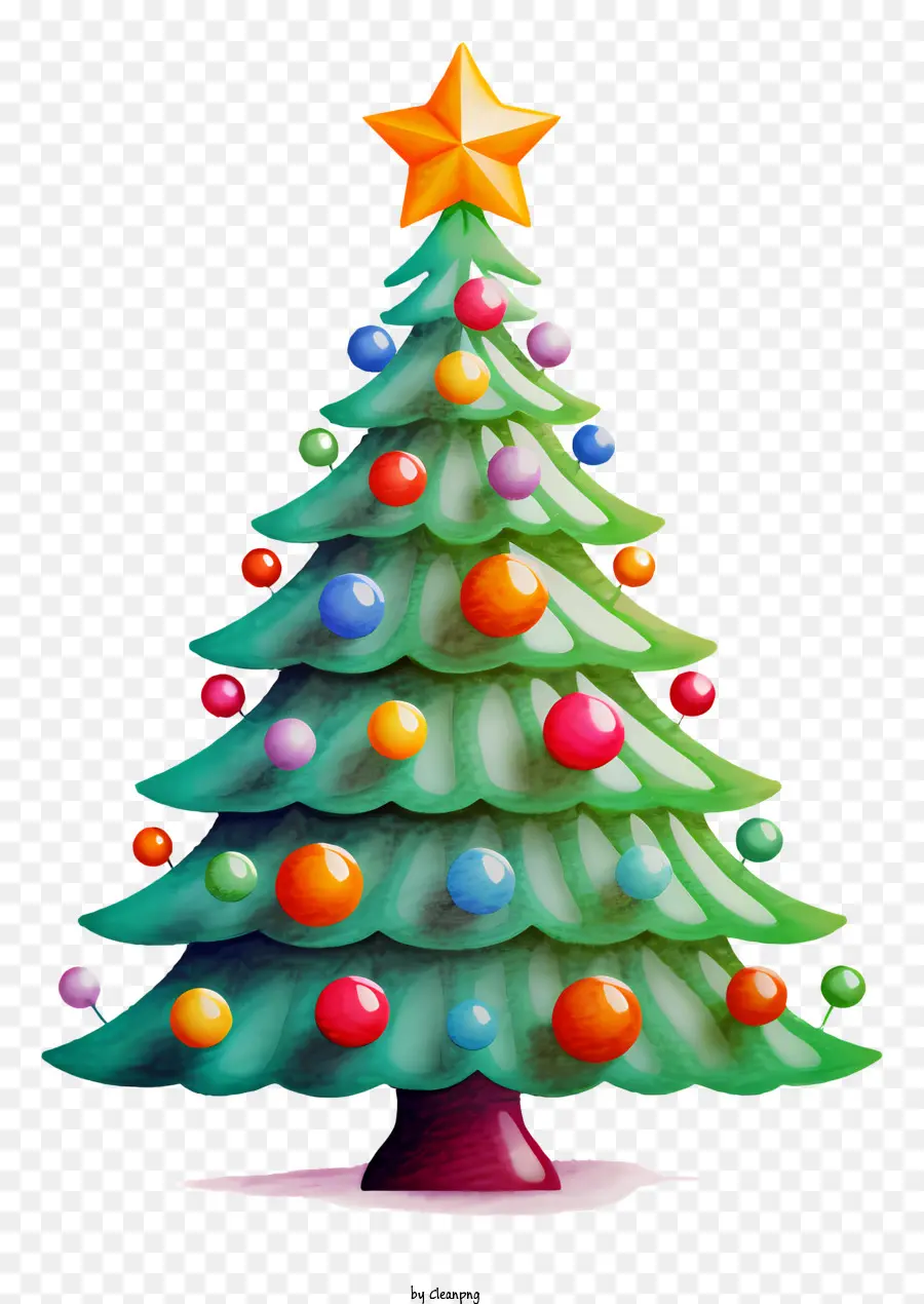 ต้นคริสต์มาส，แบบเบิลสีสันสดใส PNG