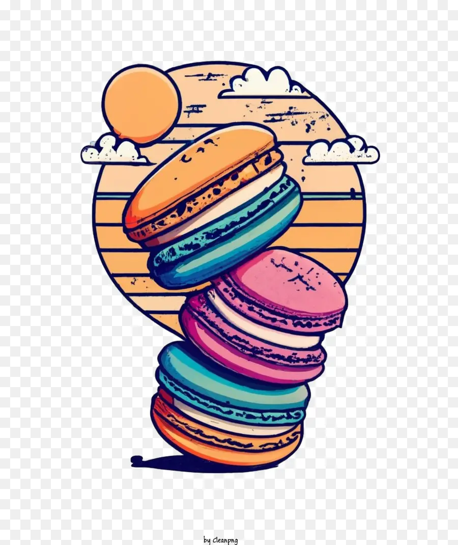 มาคารูน，Macarons สีสันสดใส PNG