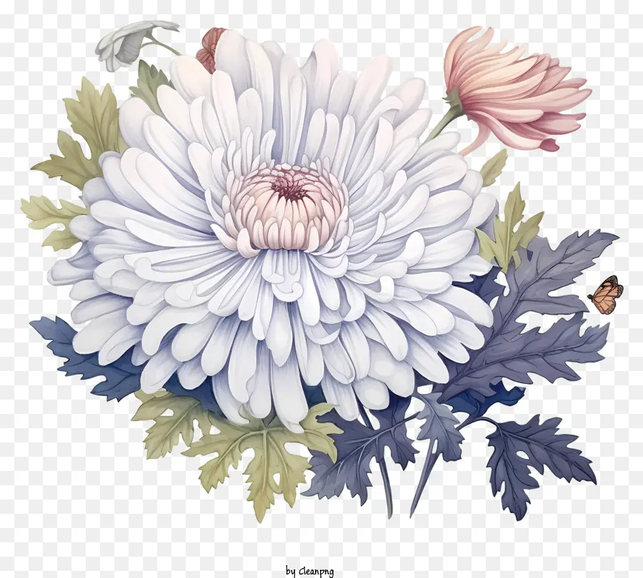 ภาพขาวดำ，ช่อดอกไม้ PNG
