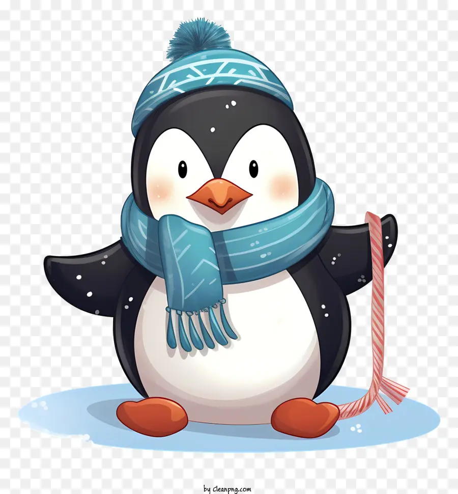 น่ารักกเพนกวินตบเพนกวิน，ผ้าพันคอและหมวกสีน้ำเงิน PNG