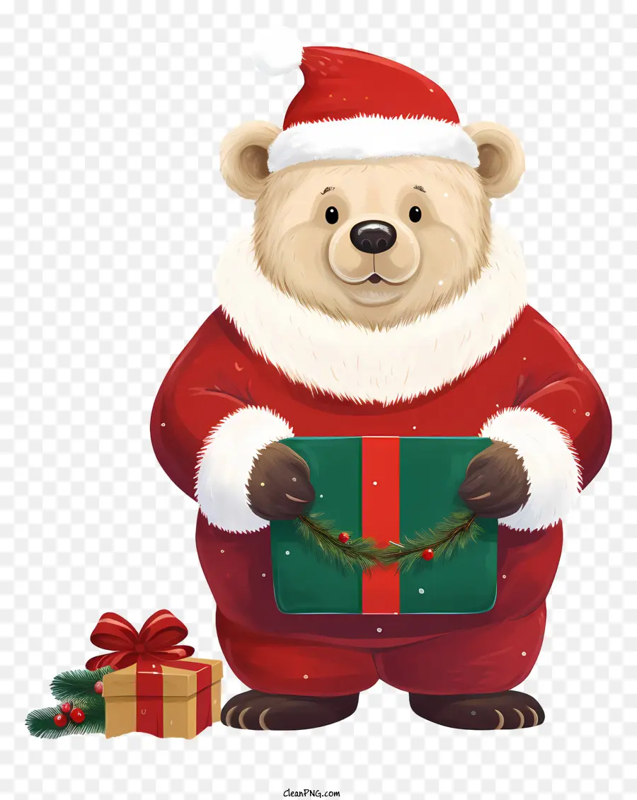 หมีน่ารัก，ชุดซานต้า PNG