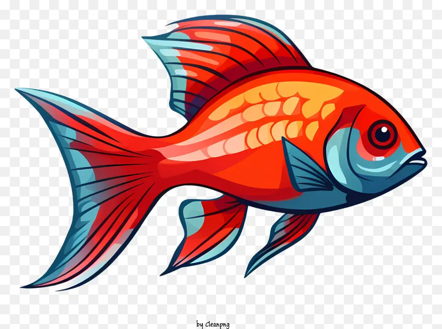 การ์ตูนปักปลา，โทนสีฟ้าและสีส้ม PNG