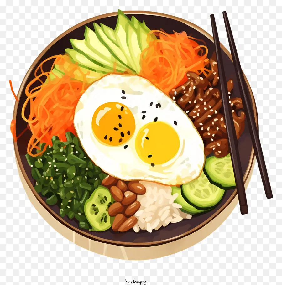 ข้าวผัดสไตล์เกาหลี，Bibimbap PNG