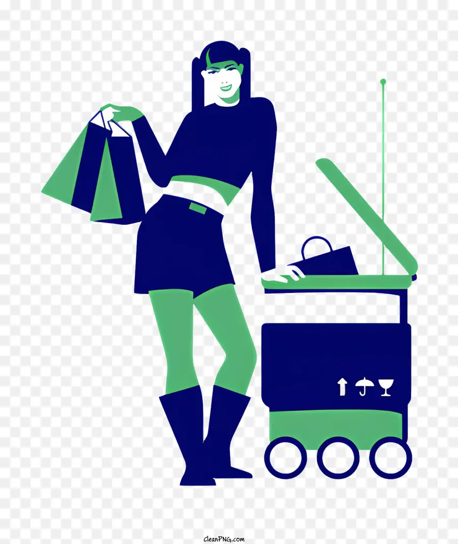 ผู้หญิงกับตะกร้าสินค้า，หุ่นยนต์ที่มีหน้าจอบนหน้าอก PNG