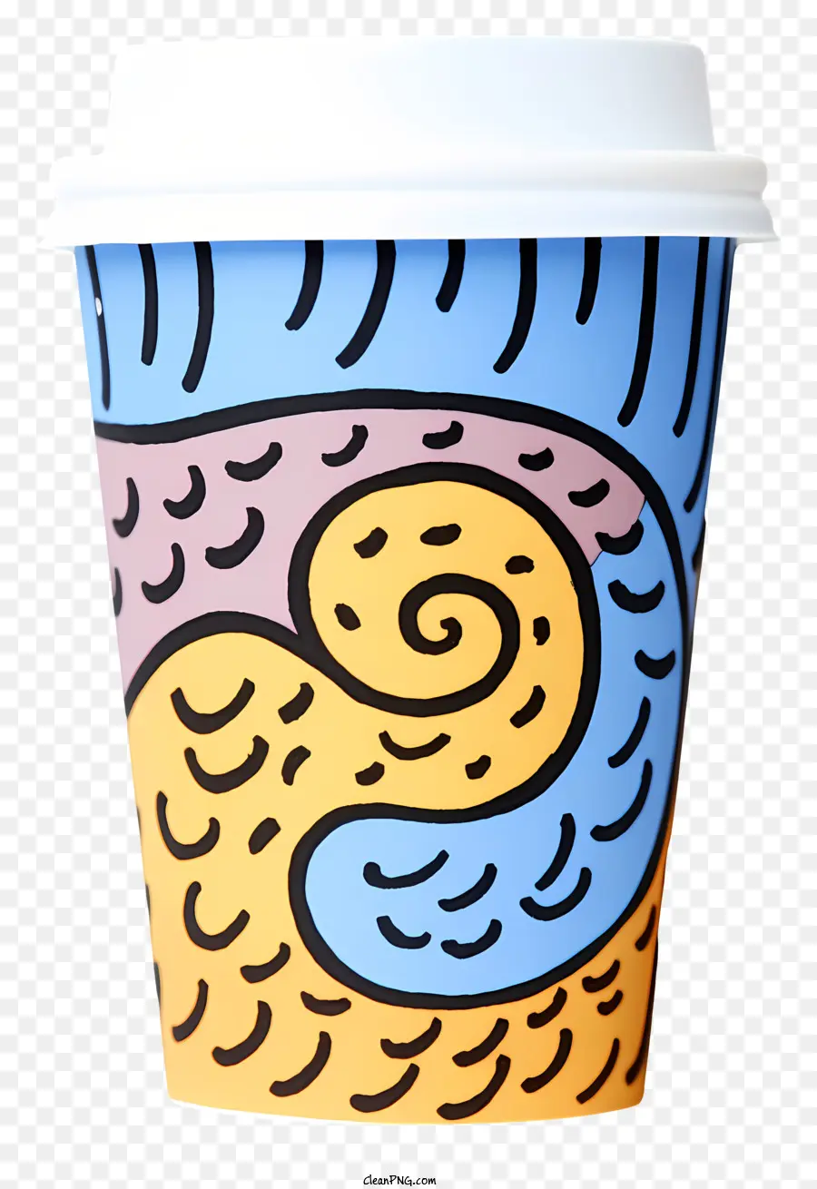 การออกแบบถ้วยกาแฟ，ถ้วยนามธรรมสีสันสดใส PNG