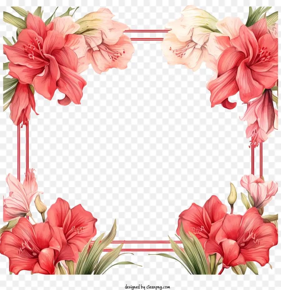 ดอกไม้ Amaryllis，กรอบดอกไม้ PNG