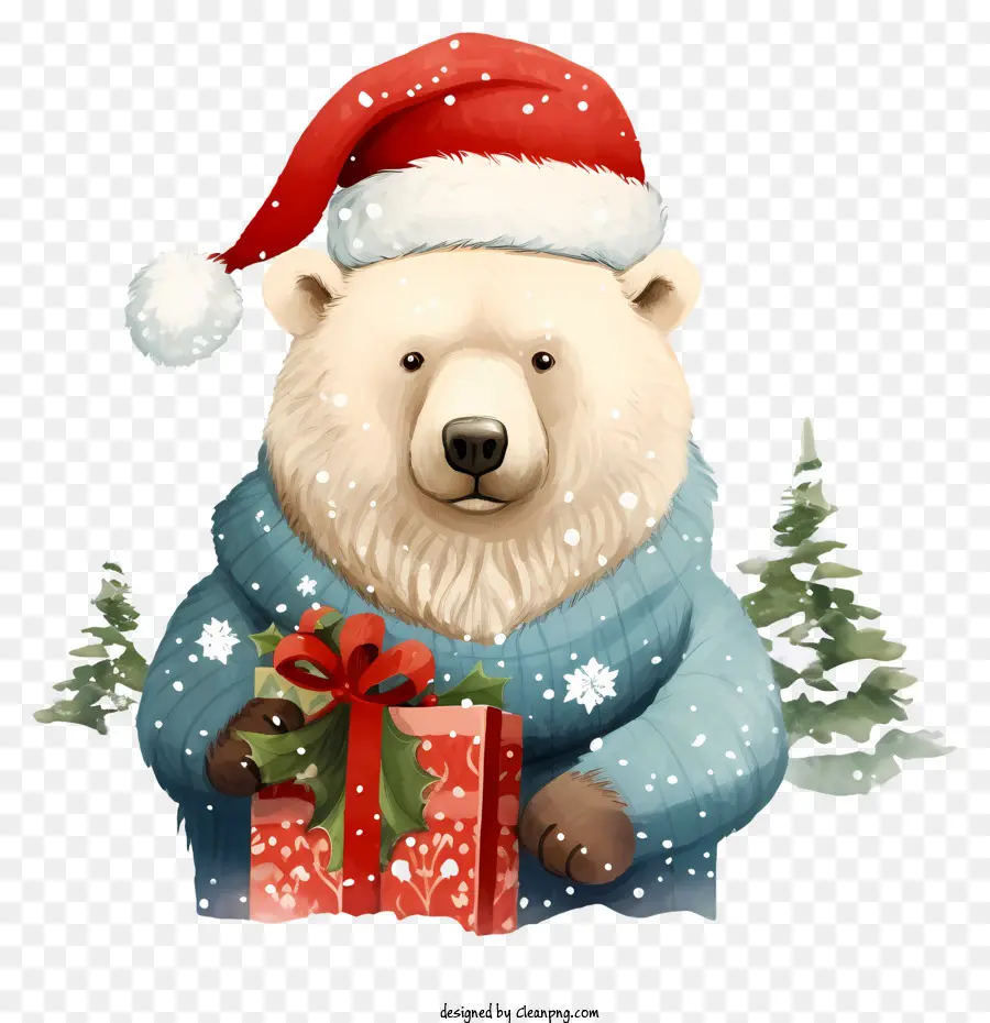 หมีในเสื้อกันหนาว，หมีกับหมวกซานต้า PNG
