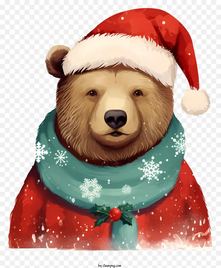 สีน้ำตาลหมี，แค่หมวกซานต้าใบเดียว PNG