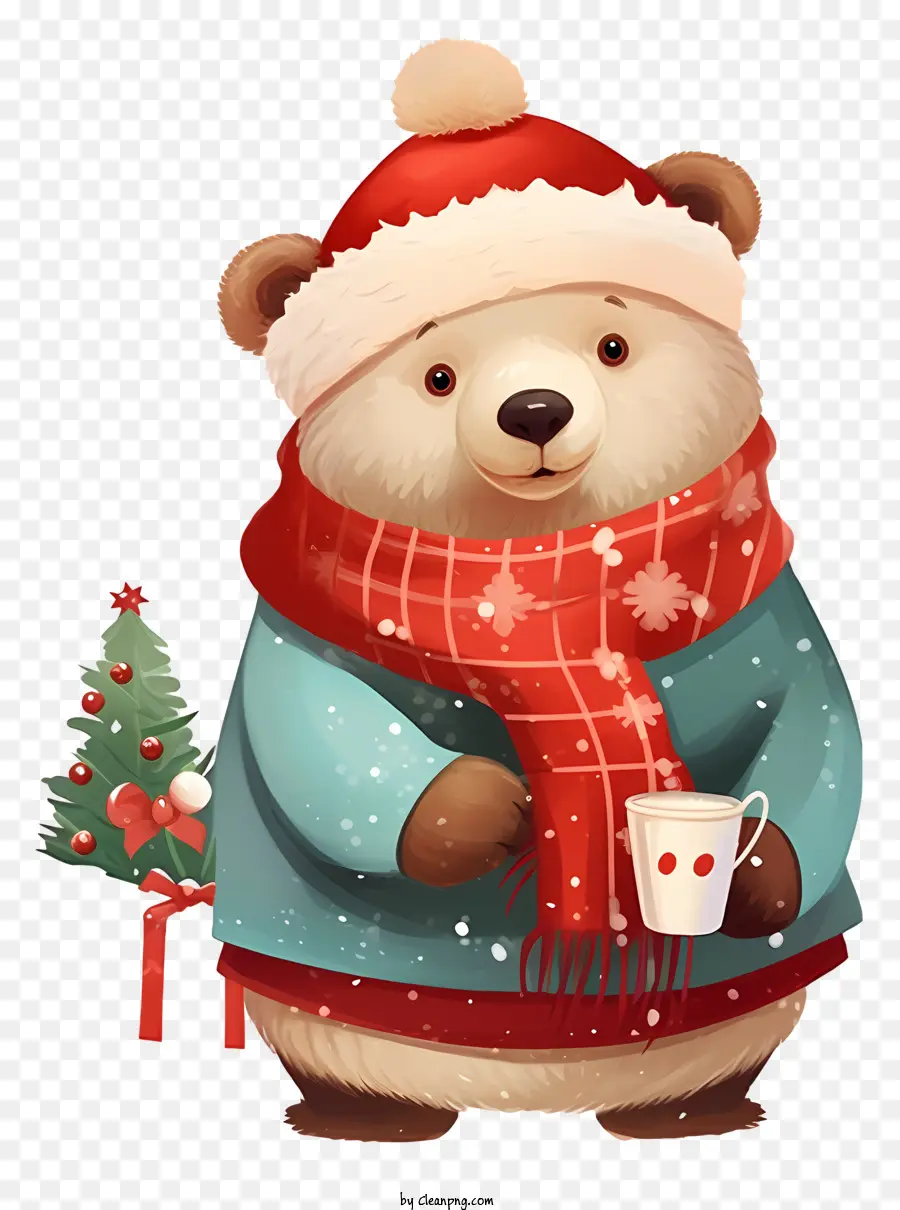 หมีน่ารัก，แค่หมวกซานต้าใบเดียว PNG