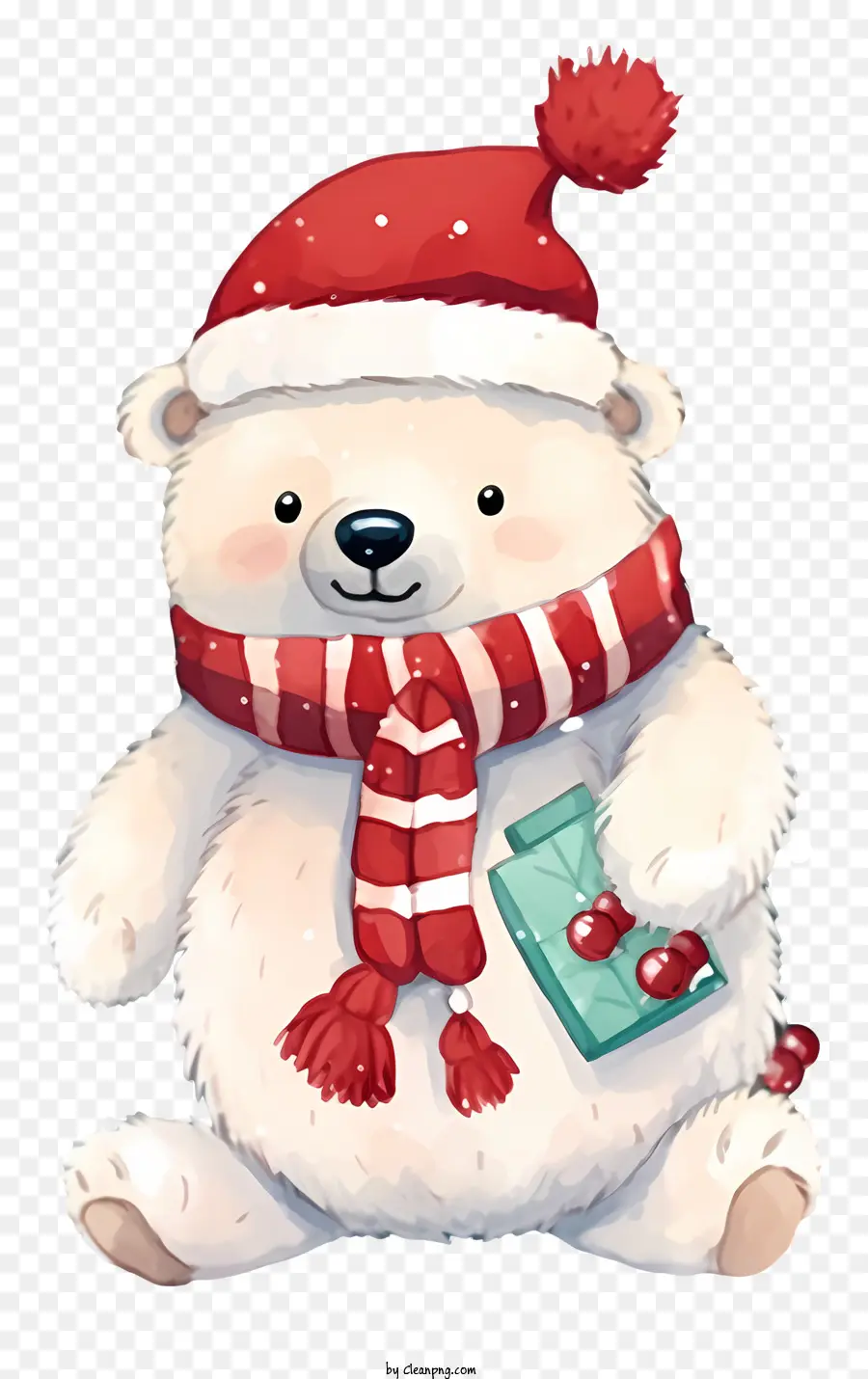 หมีขั้ว，ผ้าพันคอลายสีแดงและสีขาว PNG