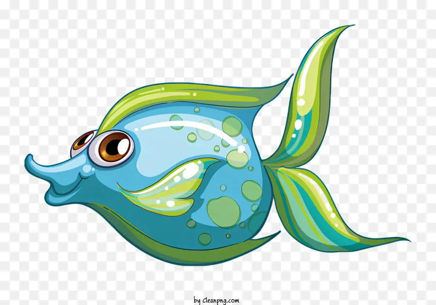 ปลาสีฟ้าขนาดเล็ก，จุดสีเขียวและสีเหลือง PNG