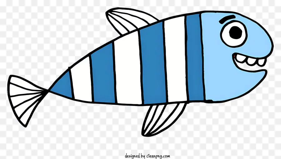 การ์ตูนปักปลา，Striped ปลา PNG