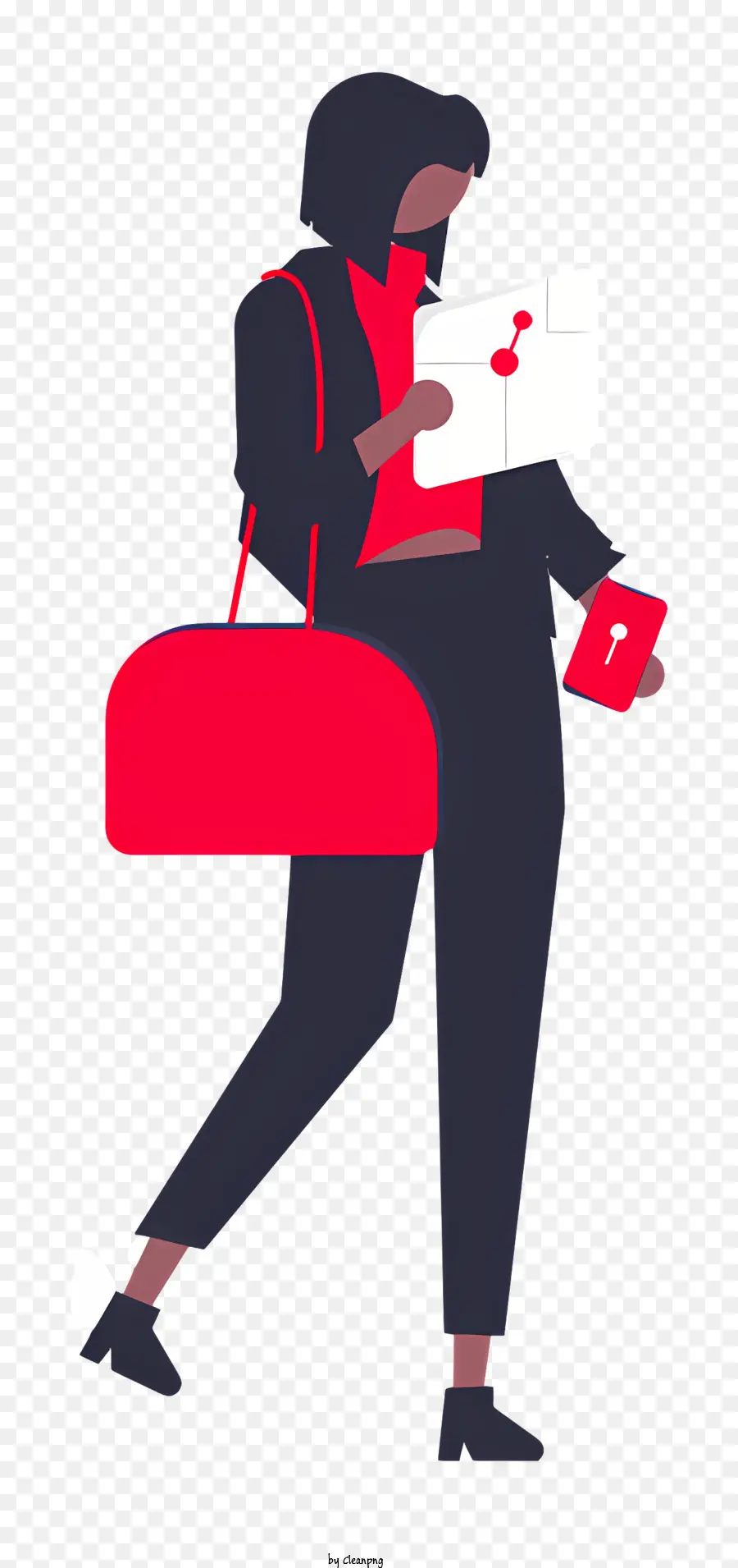 ผู้หญิง，กระเป๋าสีแดง PNG
