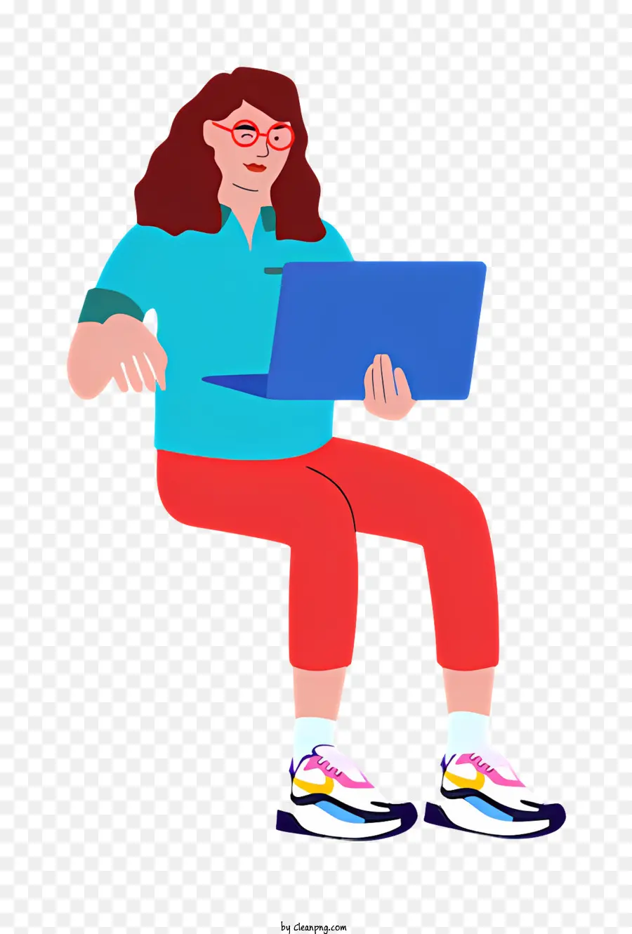 ผู้หญิงพิมพ์บนแล็ปท็อป，เสื้อแดงและกางเกงยีนส์สีน้ำเงิน PNG