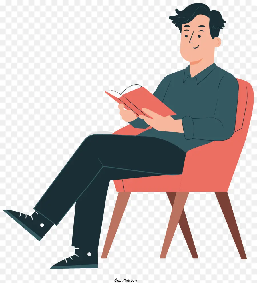 ผู้ชายกำลังอ่านหนังสือ，เสื้อสีน้ำเงิน PNG