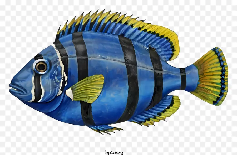 ปลาสีฟ้าและสีเหลือง，Striped ปลา PNG