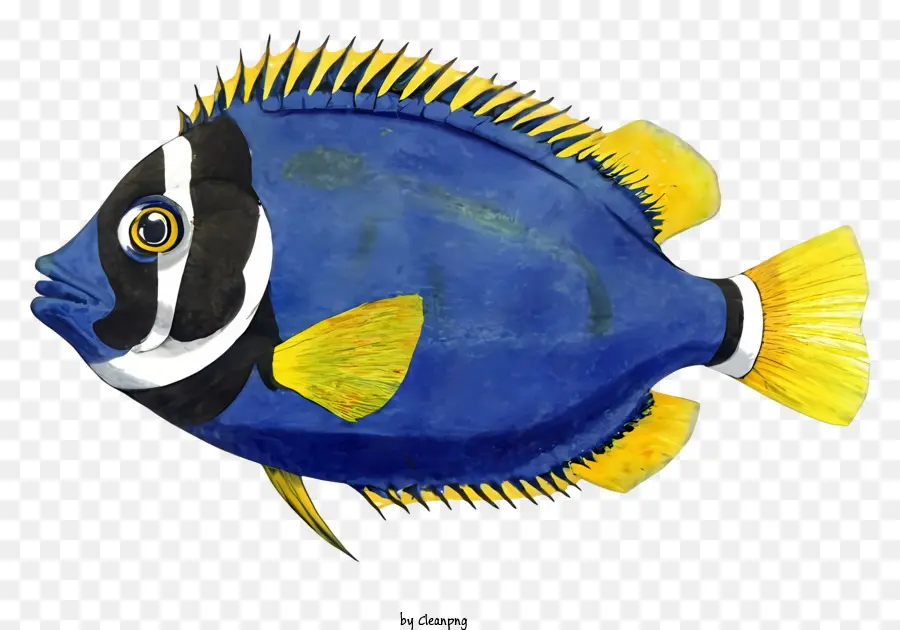 ภาพวาด，ปลาลายสีน้ำเงินและสีเหลือง PNG