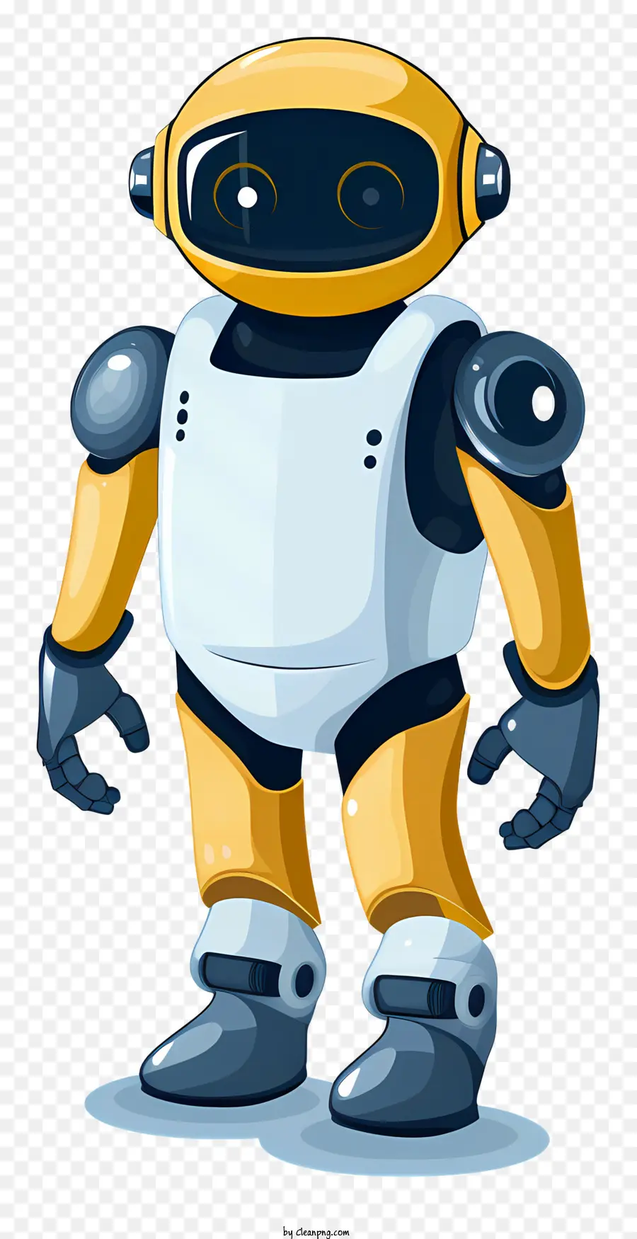การ์ตูนปักหุ่นยนต์，ร่างกายสีขาวและสีเหลือง PNG