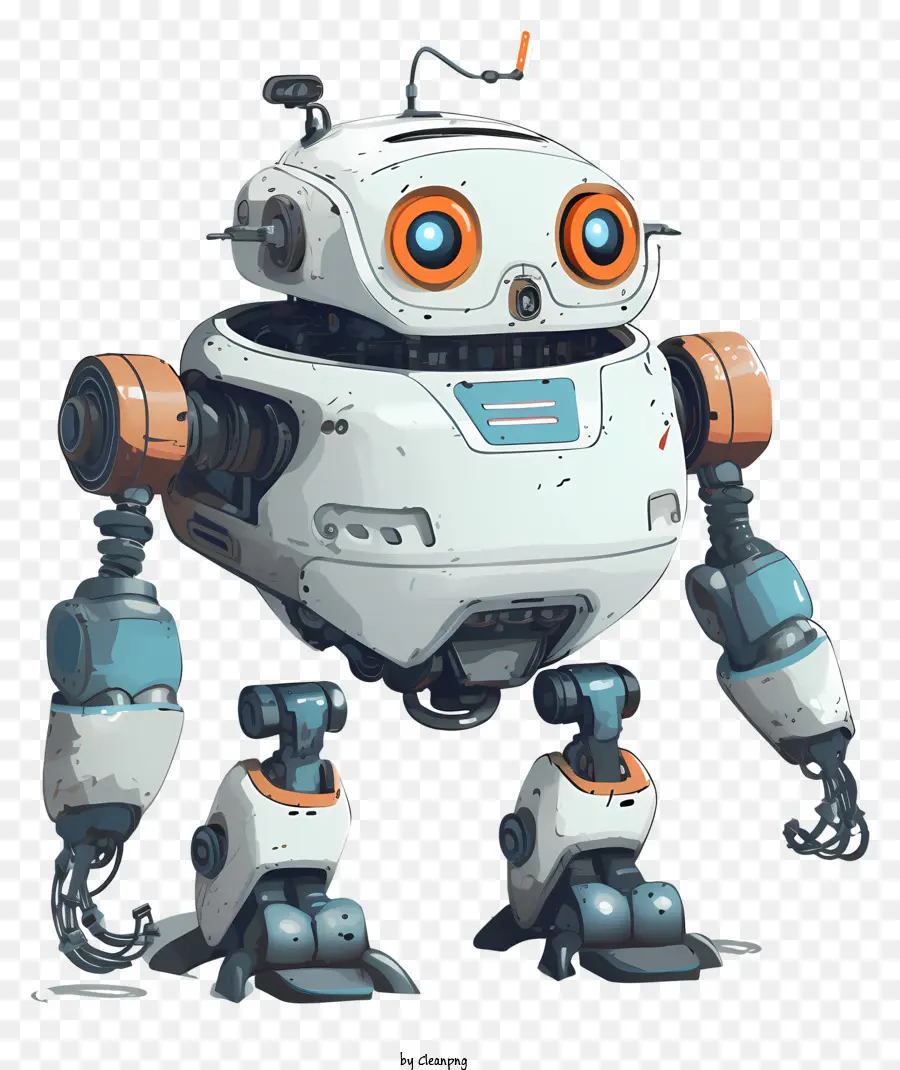 การ์ตูนปักหุ่นยนต์，สีส้มสายตา PNG