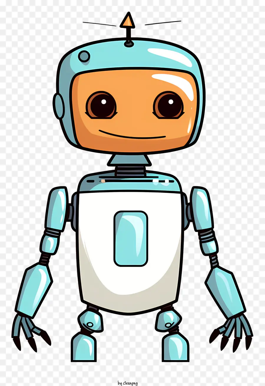 การ์ตูนปักหุ่นยนต์，ชุดสีขาวและสีน้ำเงิน PNG