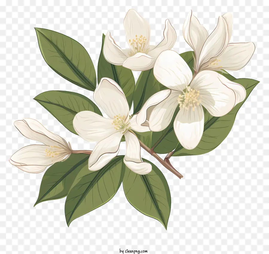 ดอกไม้วูดสีขาว，ดำบนพื้นหลัง PNG