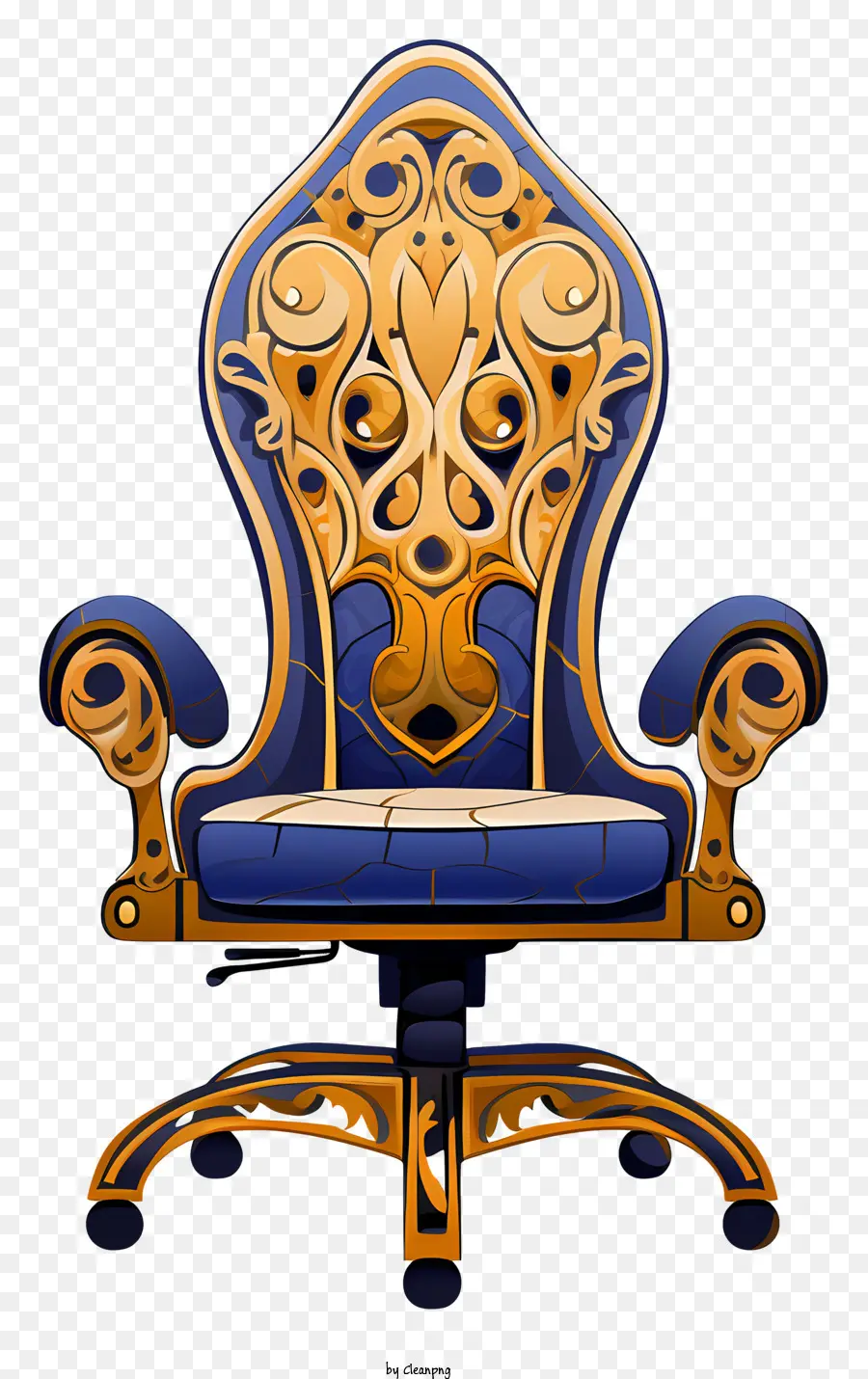 เก้าอี้สีน้ำเงินและทอง，การออกแบบที่ซับซ้อน PNG
