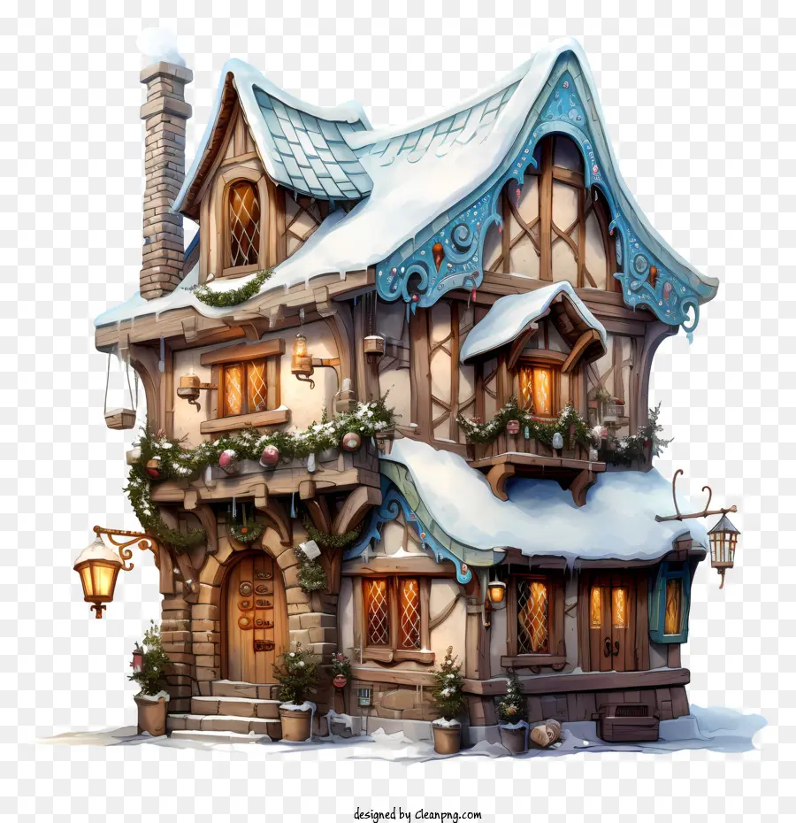 บ้านไม้เล็ก ๆ，ฤดูหนาวที่เต็มไปด้วยหิมะ PNG