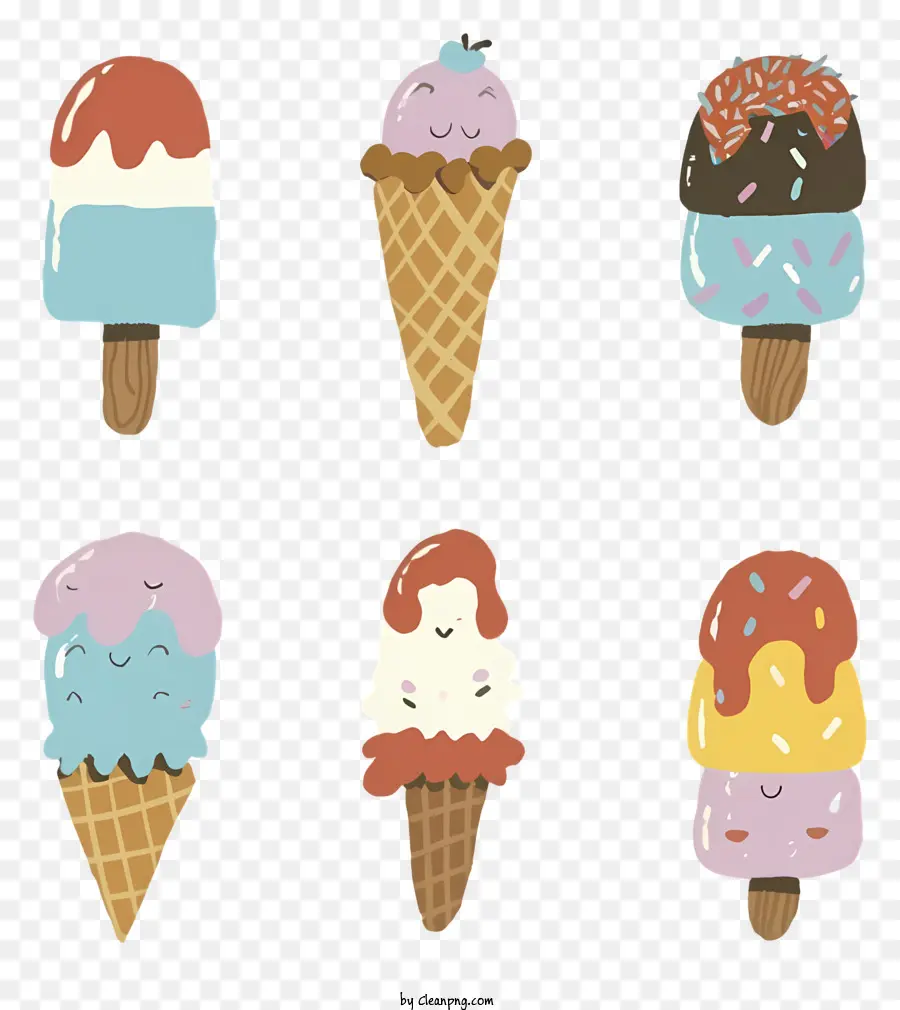 ไอศกรีม Cones，ประเภทของน้ำค้างแข็งที่แตกต่างกัน PNG