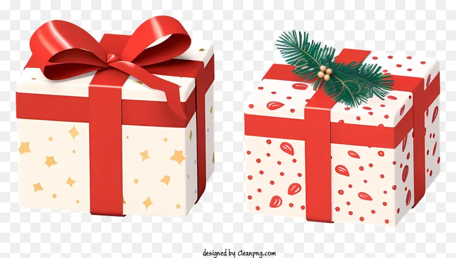 กล่องของขวัญ，สีแดงและสีขาว PNG