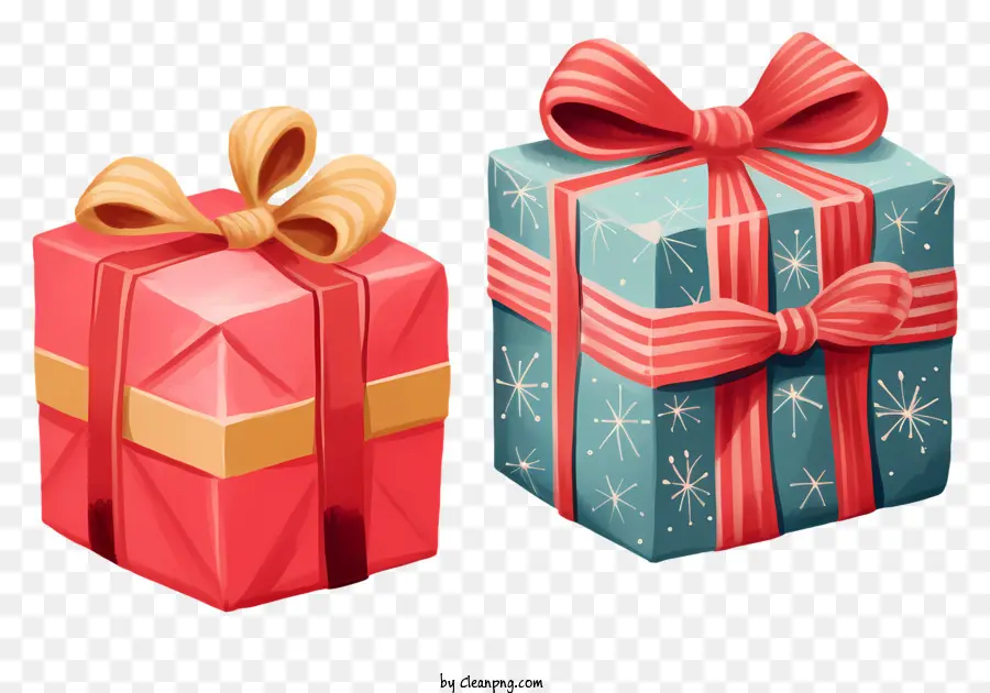 กล่องของขวัญ，สีแดงและสีน้ำเงิน PNG