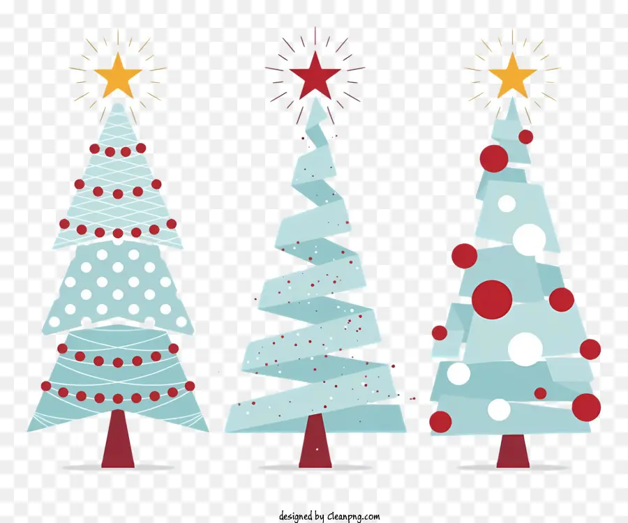 ต้นคริสต์มาสสามต้น，ต้นไม้รูปร่างและสไตล์เดียวกัน PNG