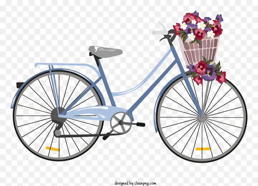 สีฟ้าจักรยาน，ตะกร้าของดอกไม้ PNG