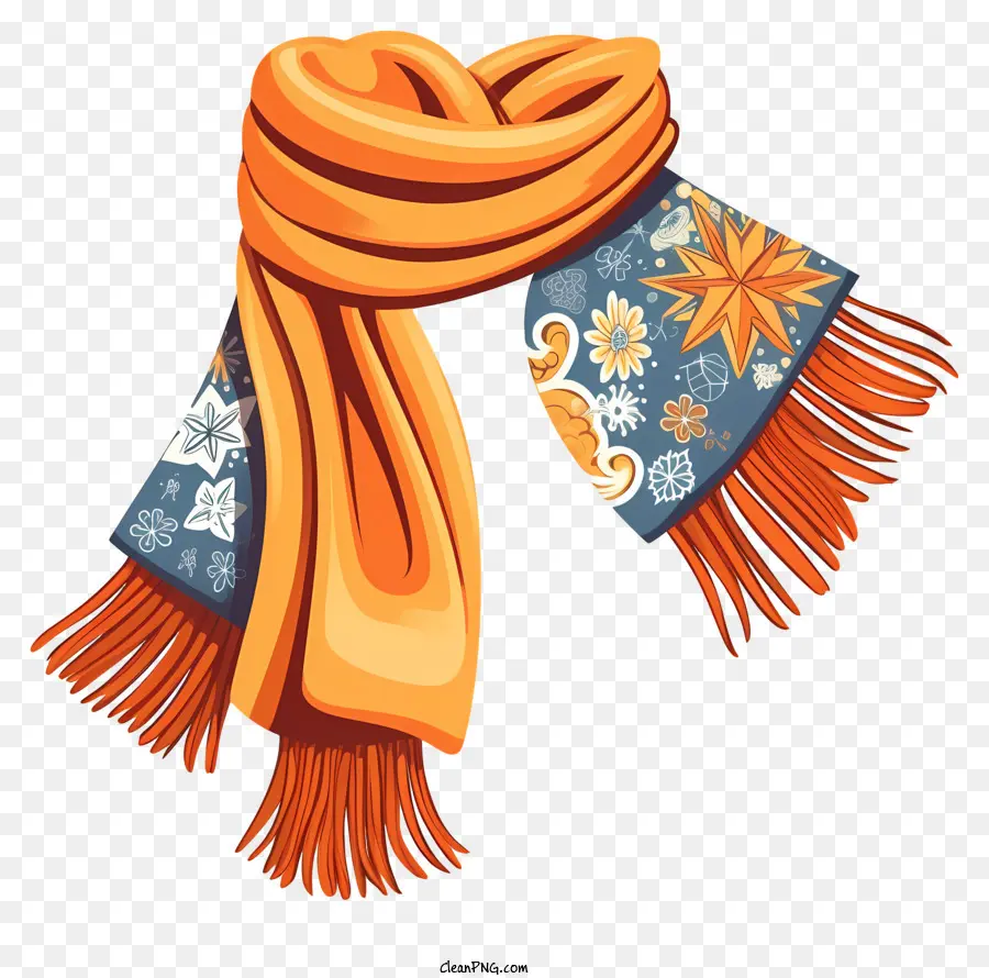 ผ้าพันคอสีส้ม，สีฟ้าและสีขาวดอกไม้ PNG